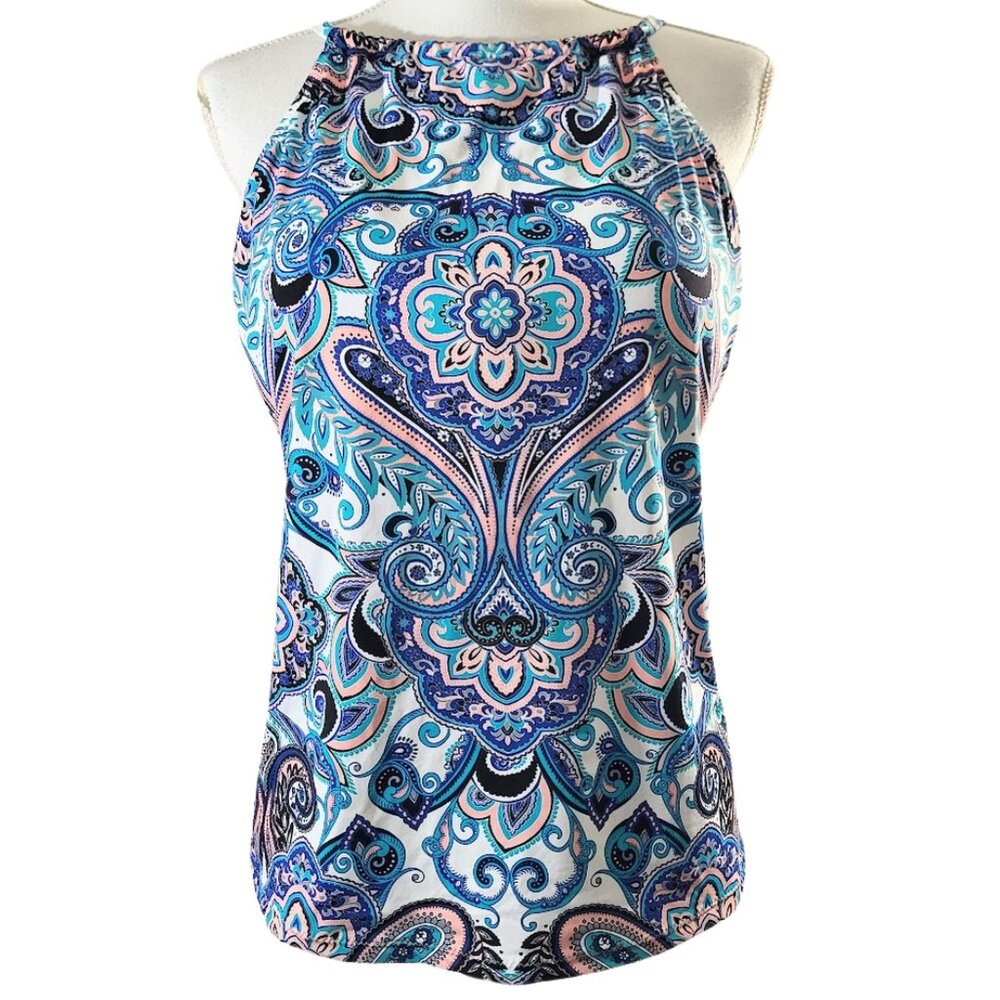 LEILANI Floral Full Bust Support Underwire Cali Tank Tankini Top NWT Women's 16